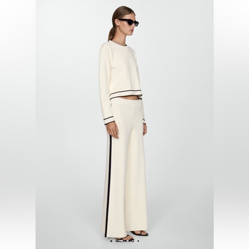 Mango Striped Knitted Cream Trousers, new with tags